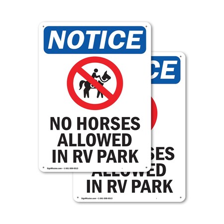 Signmission No Horses Allowed In RV Park, 10 in W x Rectangle, Aluminum OS-2PACK-NS-A-1014-V-14656